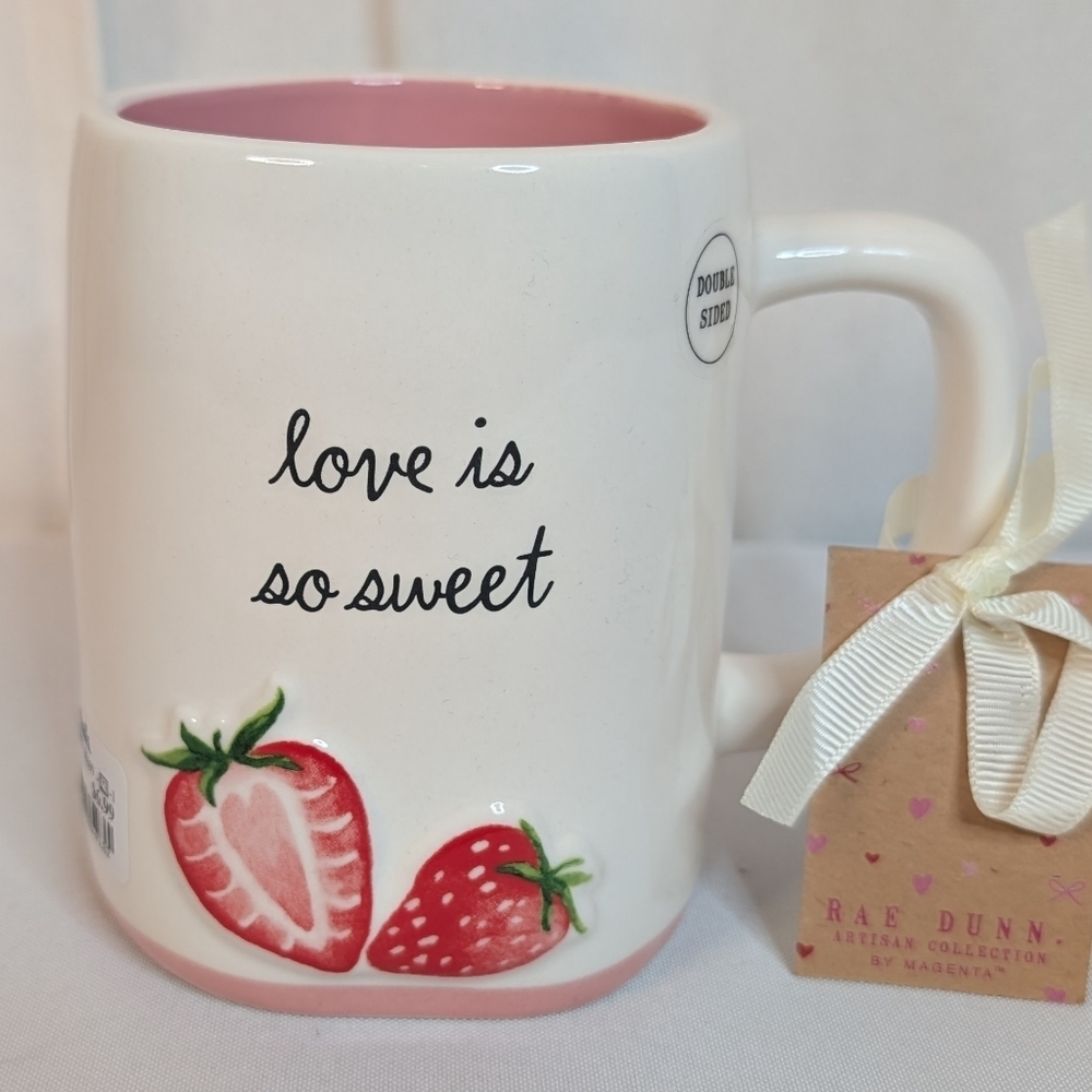 Rae Dunn Love Is So Sweet Strawberry Double Sided Mug - Picture 4 of 4